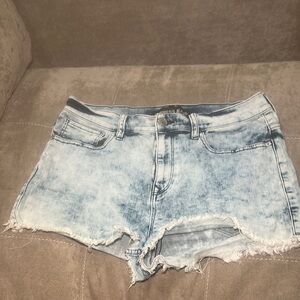 Express Blue Jean Shorts with Vintage Distressed Look